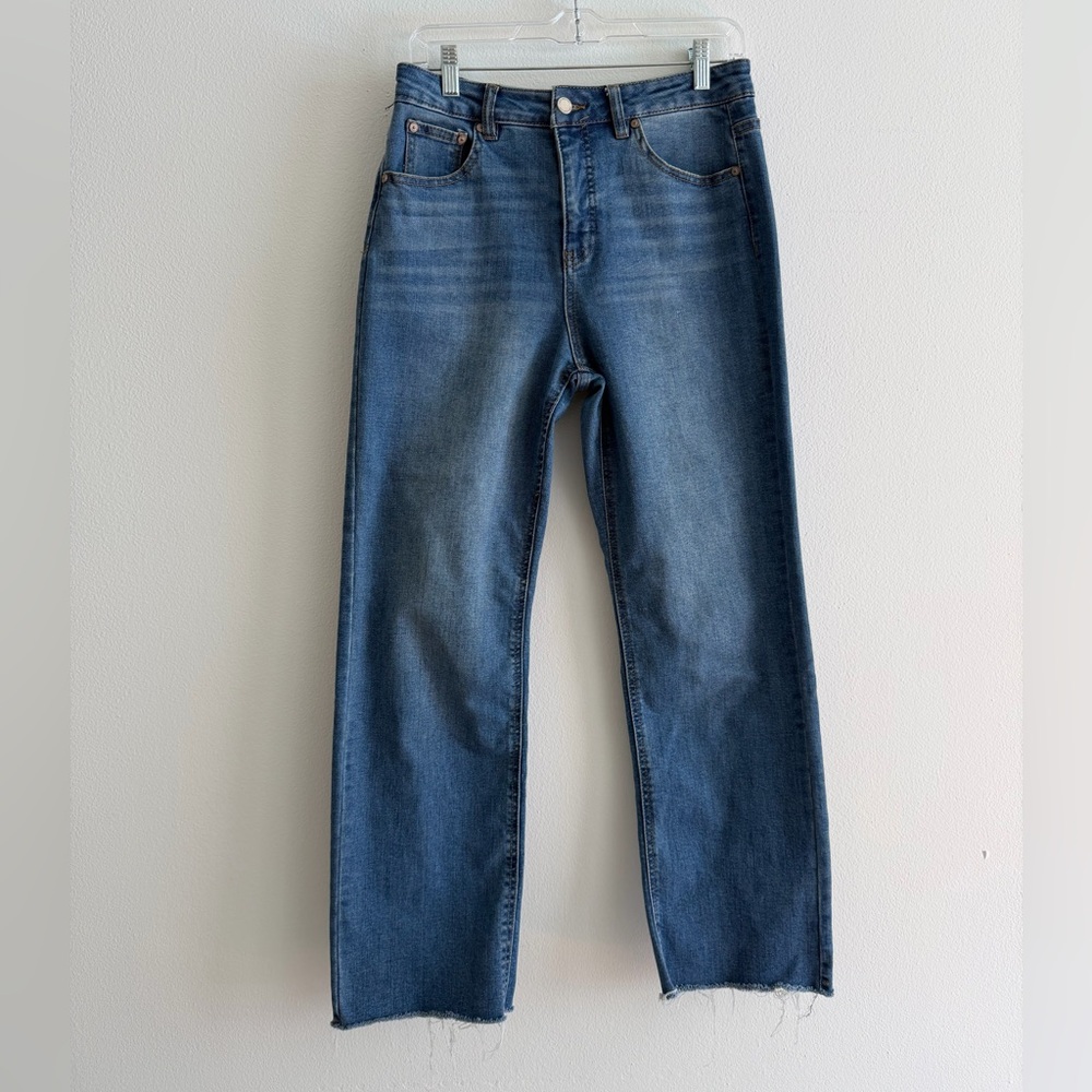 OAT New York Medium Wash Blue Denim Raw Hem Jeans Women's 27